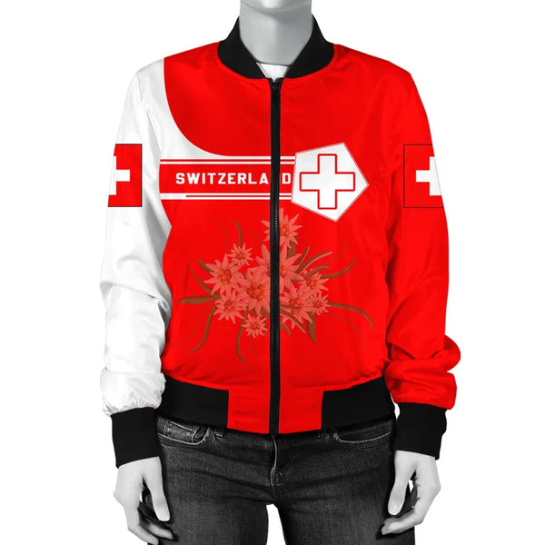 Switzerland Coat Of Arms Women Bomber Jacket Simple Style