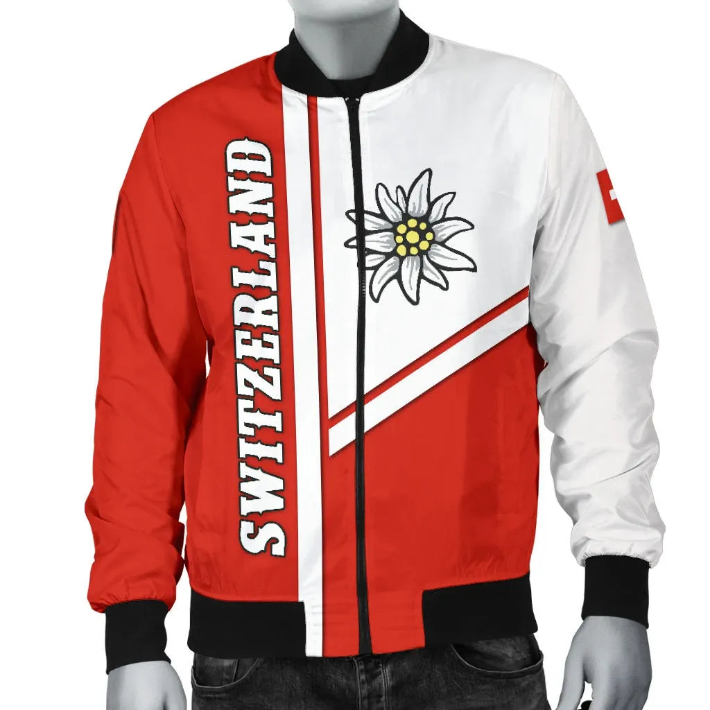 Switzerland Men Bomber Jacket Streetwear Style