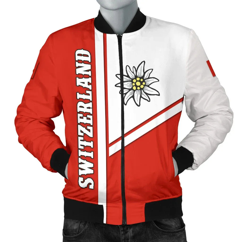 Switzerland Men Bomber Jacket Streetwear Style