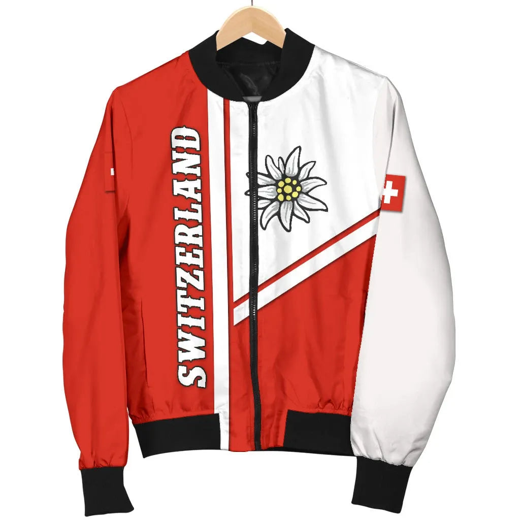 Switzerland Men Bomber Jacket Streetwear Style