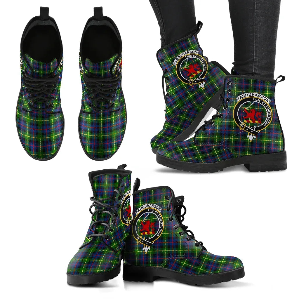 Farquharson Modern Tartan Clan Badge Leather Boots