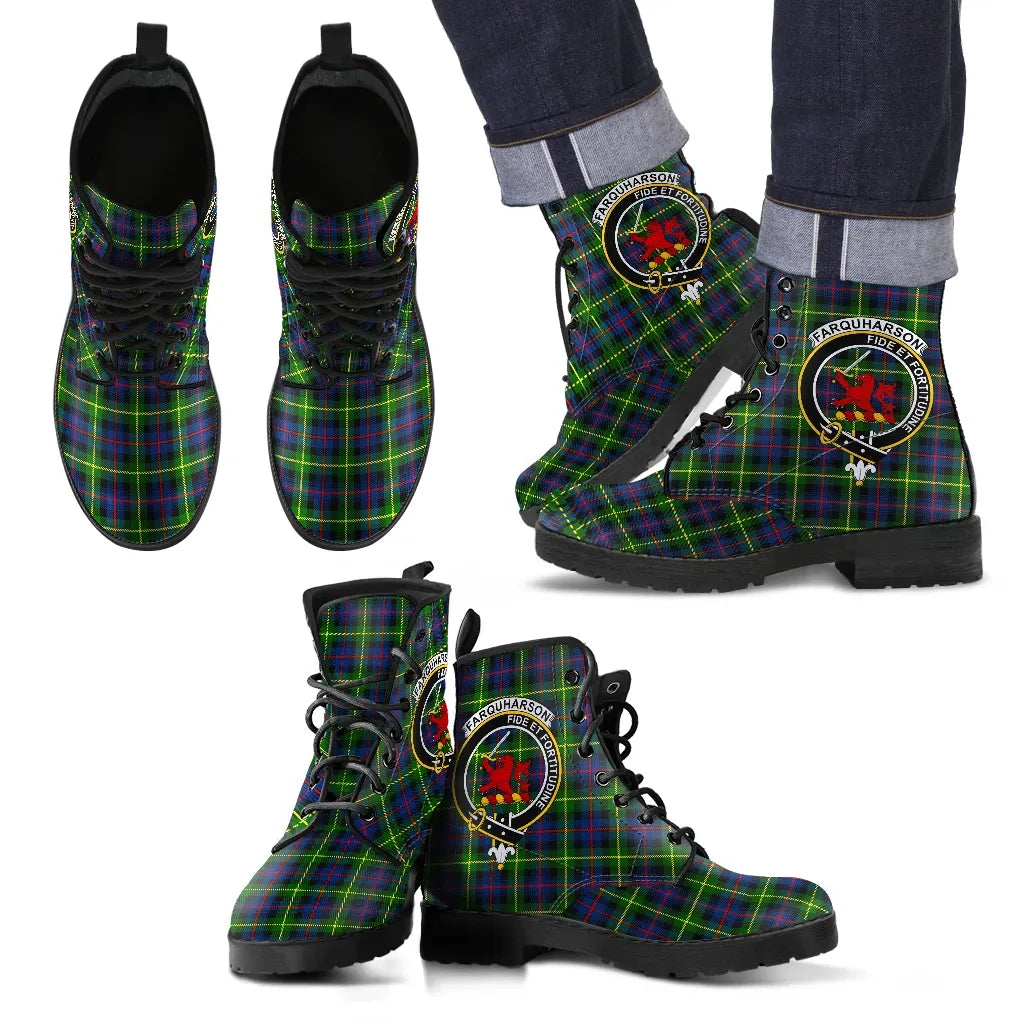 Farquharson Modern Tartan Clan Badge Leather Boots