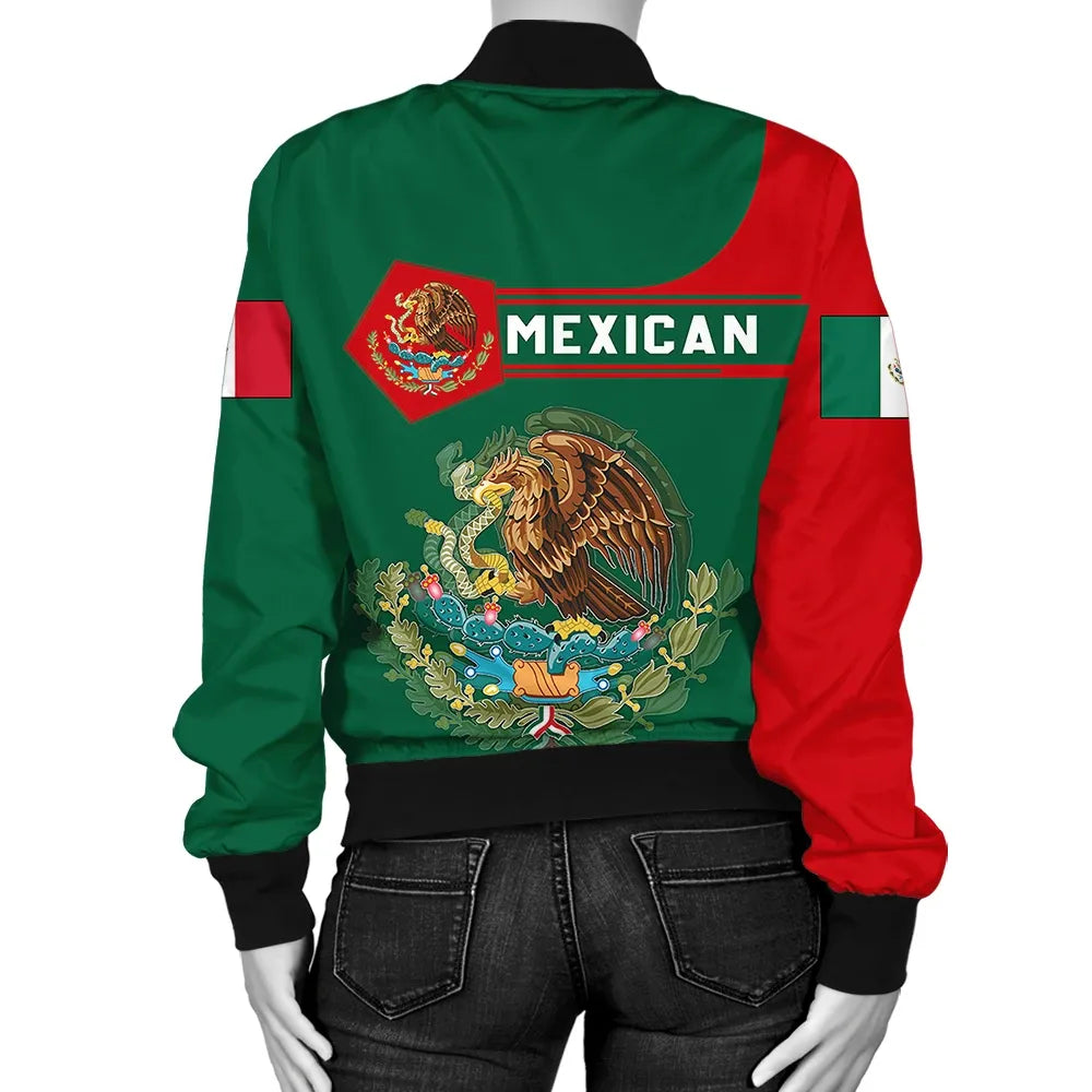 Mexico Coat Of Arms Women Bomber Jacket Simple Style