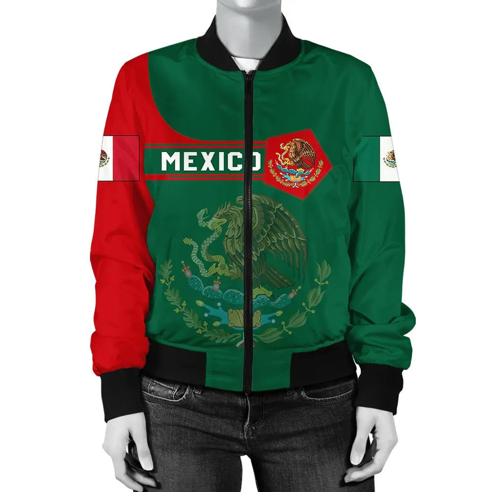 Mexico Coat Of Arms Women Bomber Jacket Simple Style