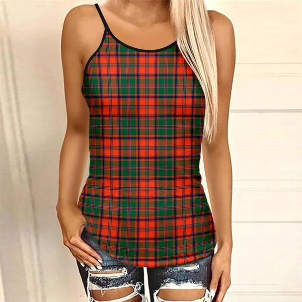 Stewart of Appin Ancient Tartan Plaid Criss Cross Tank Top