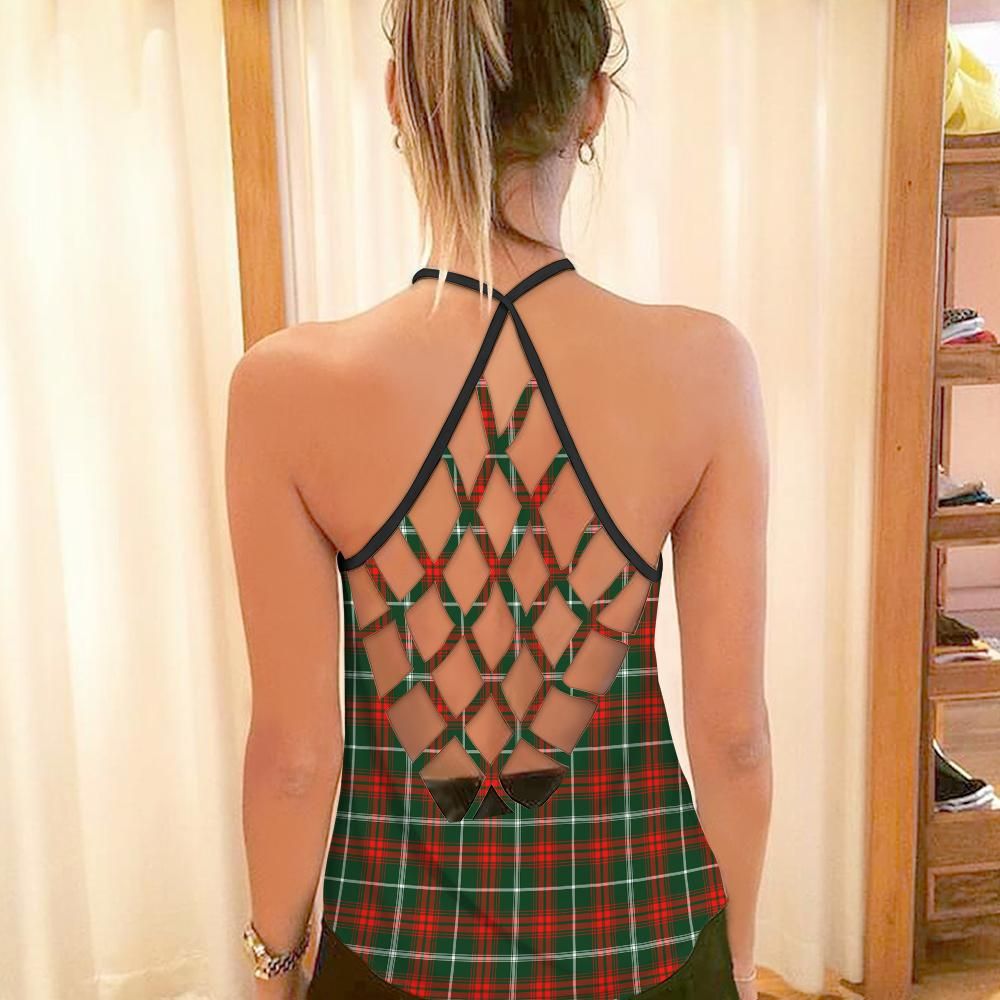 Princess Margaret Tartan Plaid Criss Cross Tank Top