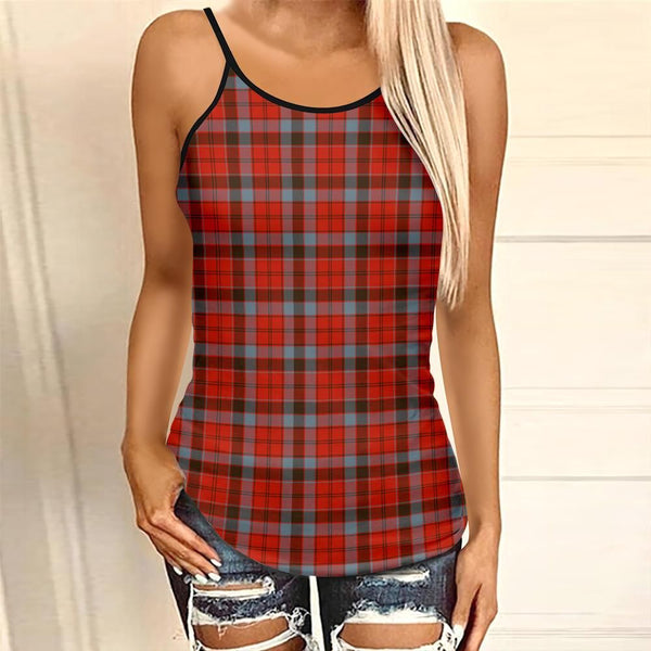 Robertson Weathered Tartan Plaid Criss Cross Tank Top