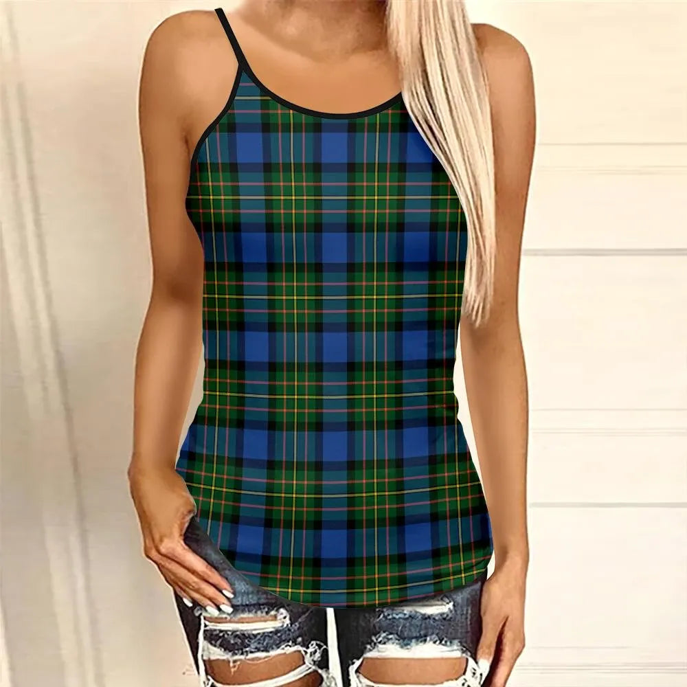 MacLaren Ancient Tartan Plaid Criss Cross Tank Top