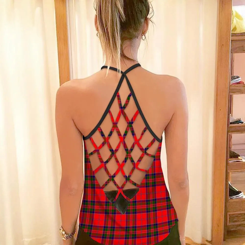 MacGillivray Modern Tartan Crest Criss Cross Tank Top