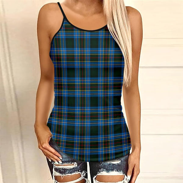 Cockburn Modern Tartan Plaid Criss Cross Tank Top