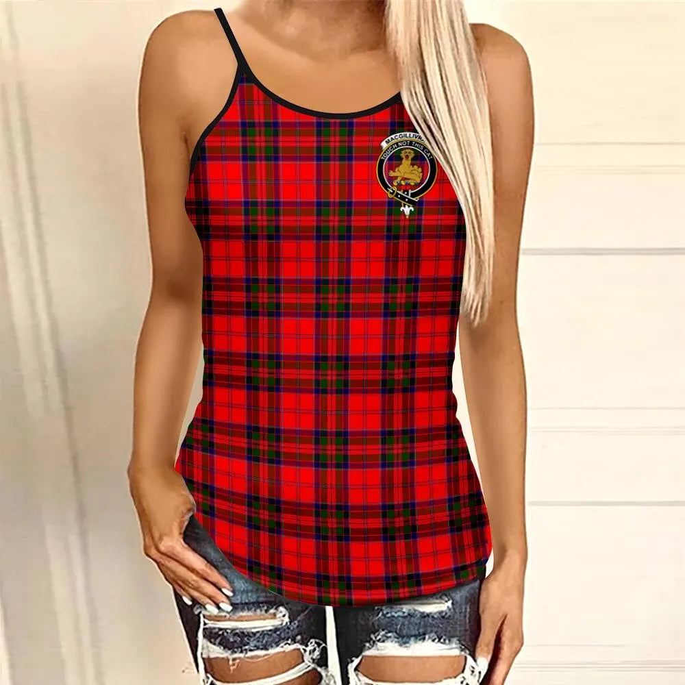 MacGillivray Modern Tartan Crest Criss Cross Tank Top