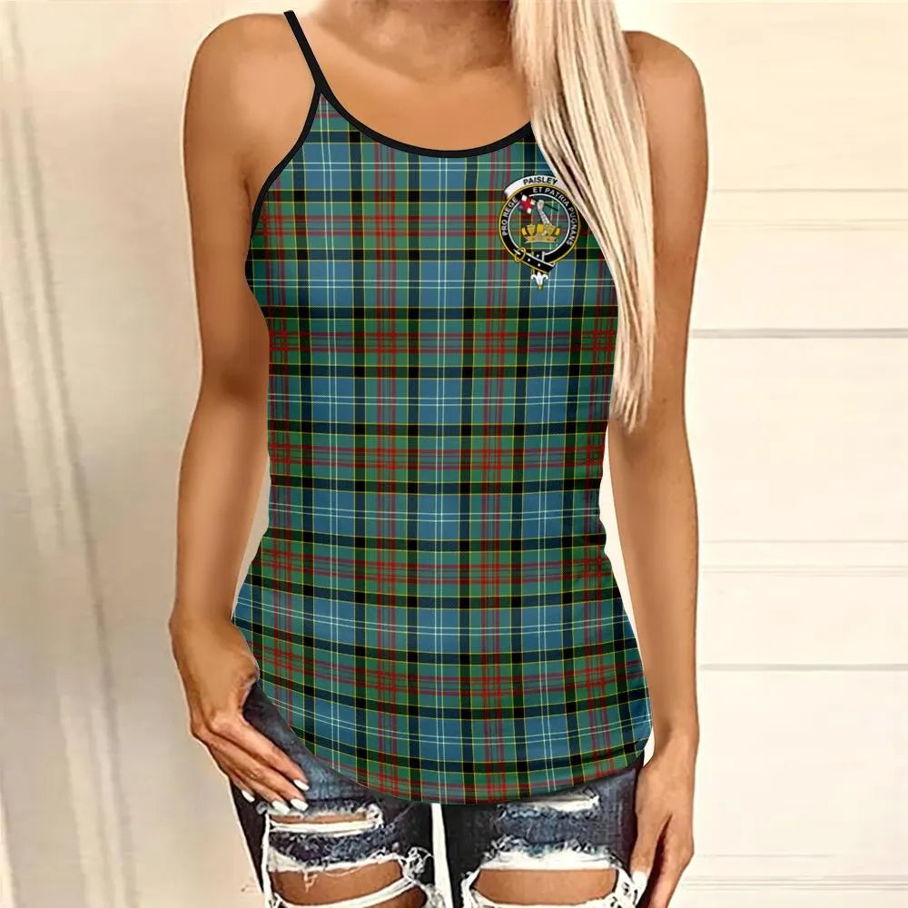 Paisley District Tartan Crest Criss Cross Tank Top