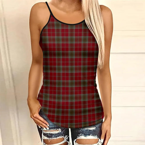 Lindsay Weathered Tartan Plaid Criss Cross Tank Top