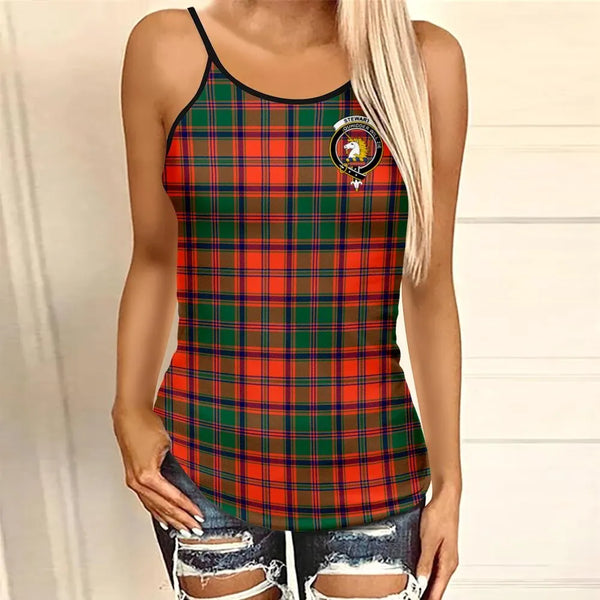 Stewart of Appin Ancient Tartan Crest Criss Cross Tank Top