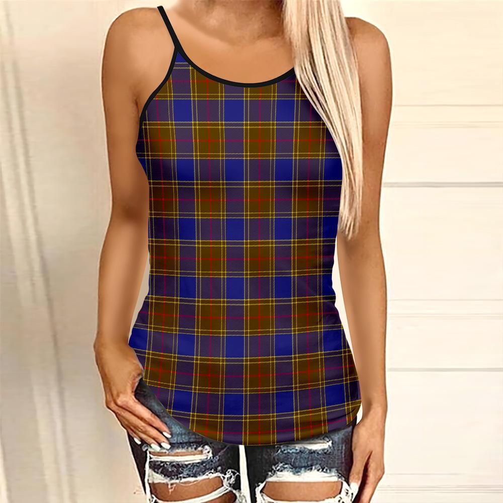 Balfour Modern Tartan Plaid Criss Cross Tank Top