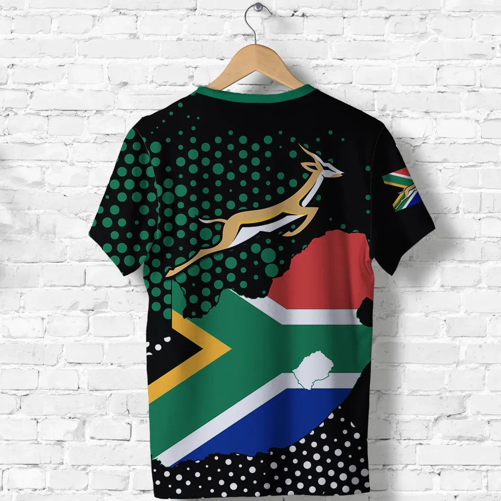 South Africa T-Shirt - Map Flag Springbok T-Shirt