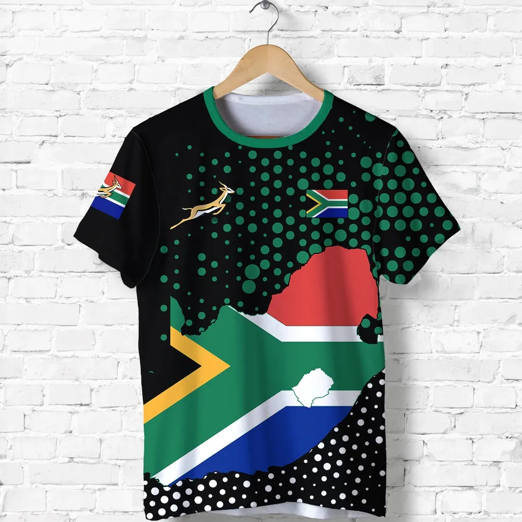 South Africa T-Shirt - Map Flag Springbok T-Shirt