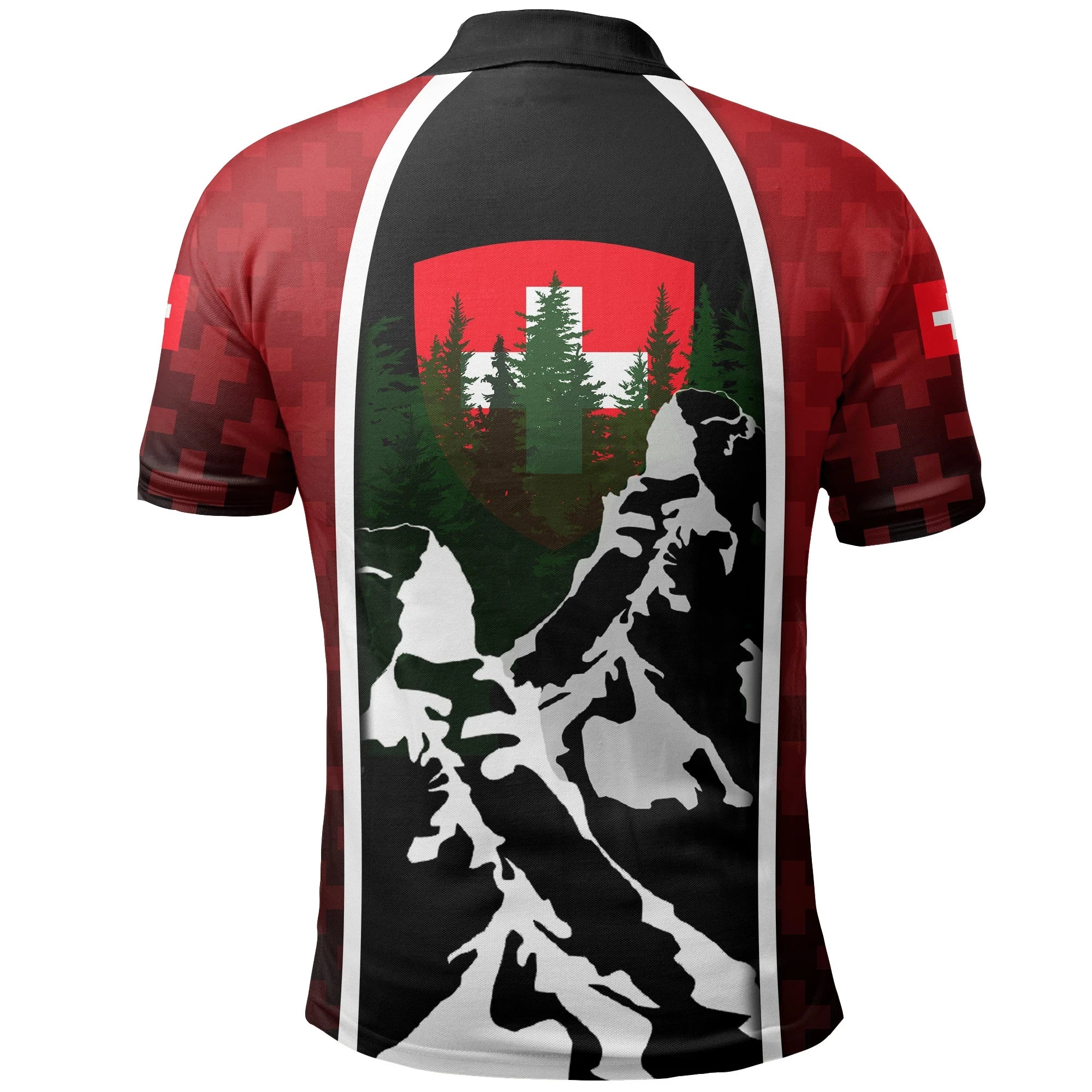 Switzerland Polo Shirt Coat Of Arms & Mountains