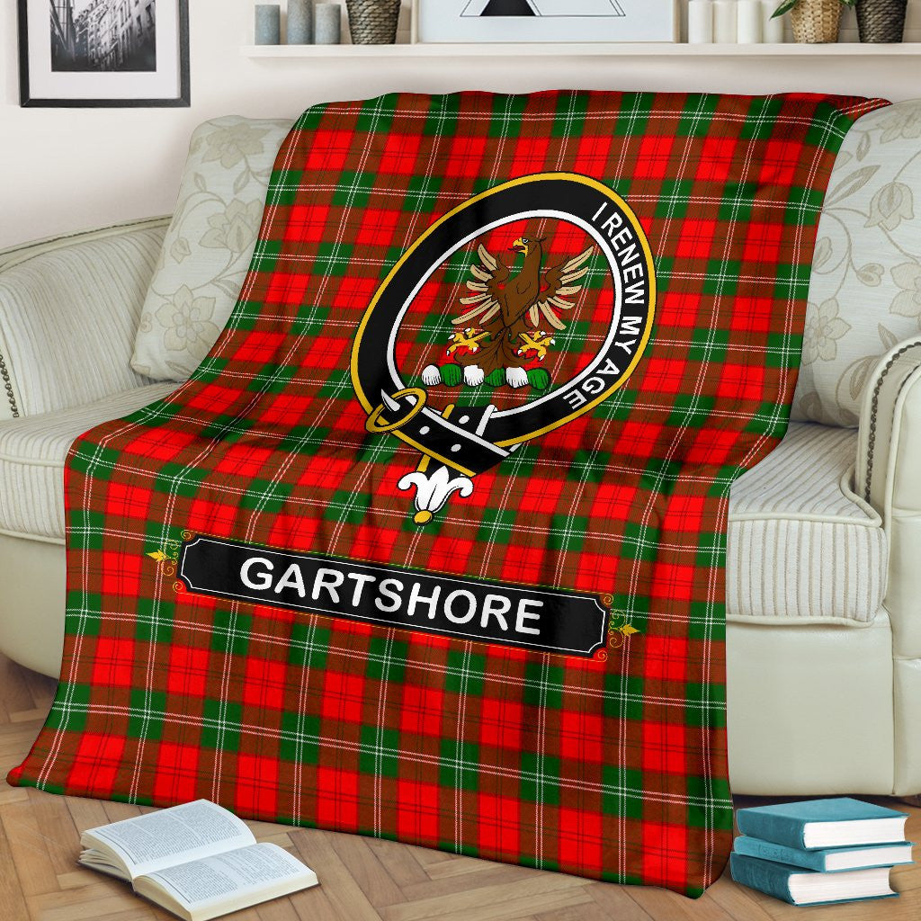 Gartshore Clan Blanket, Scottish Tartan Gartshore Clan Blanket Crest Style Ver2