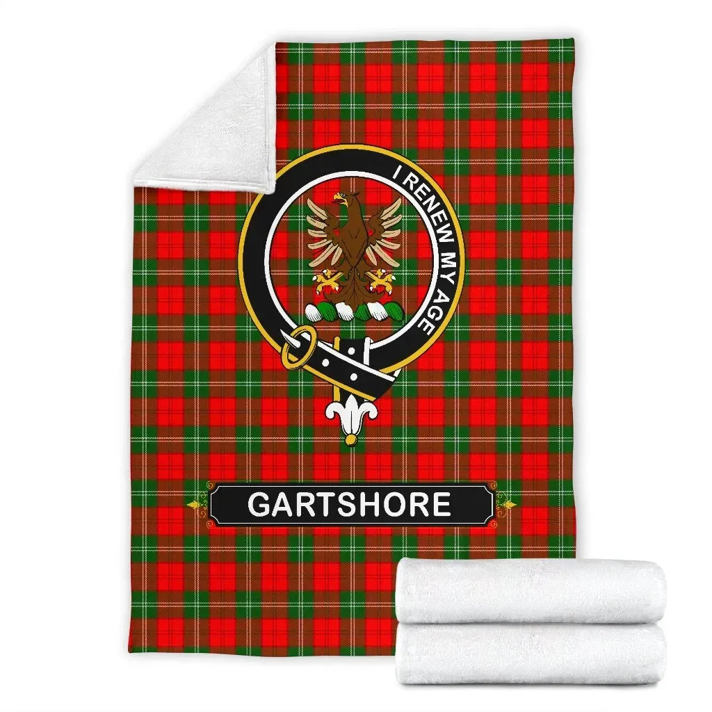 Gartshore Clan Blanket, Scottish Tartan Gartshore Clan Blanket Crest Style Ver2