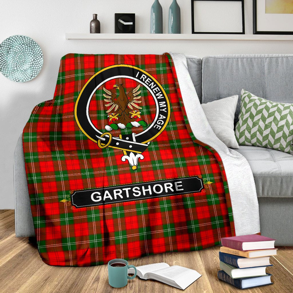 Gartshore Clan Blanket, Scottish Tartan Gartshore Clan Blanket Crest Style Ver2