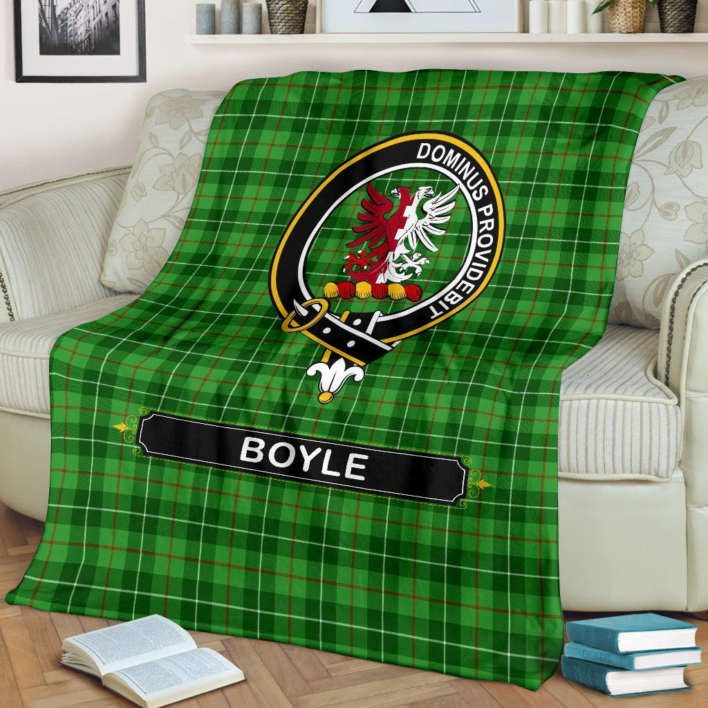 Boyle Clan Blanket, Scottish Tartan Boyle Clan Blanket Crest Style Ver2