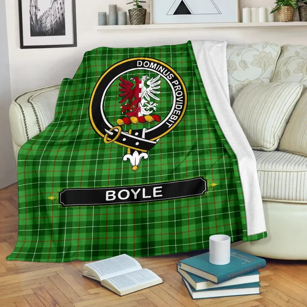 Boyle Clan Blanket, Scottish Tartan Boyle Clan Blanket Crest Style Ver2