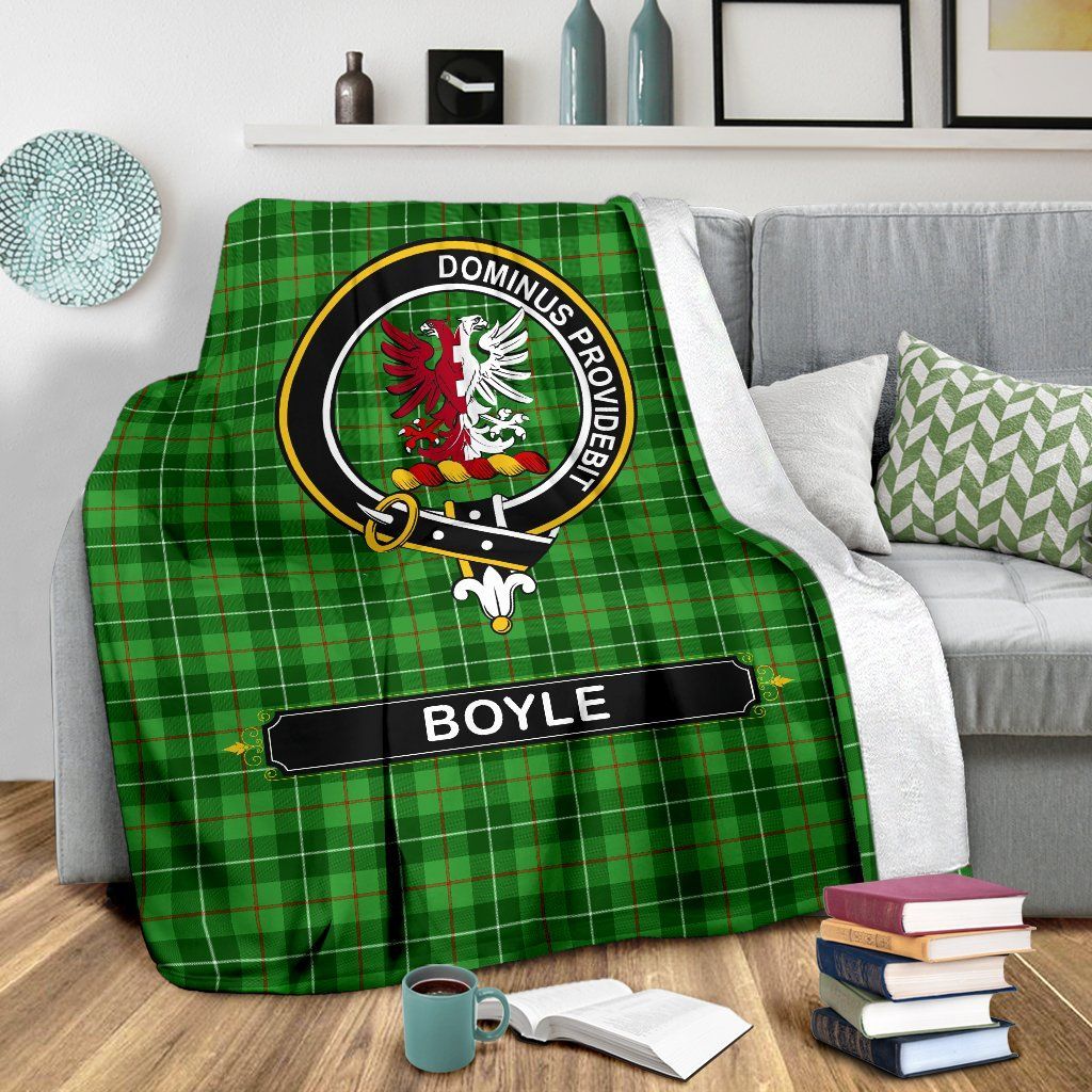 Boyle Clan Blanket, Scottish Tartan Boyle Clan Blanket Crest Style Ver2