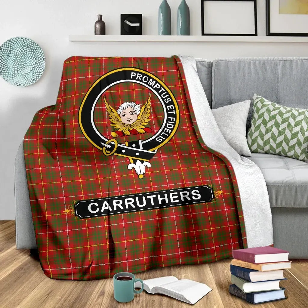 Carruthers Clan Blanket, Scottish Tartan Carruthers Clan Blanket Crest Style Ver2