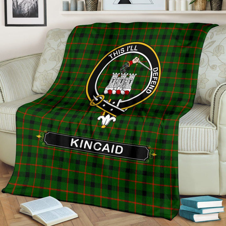 Kincaid Clan Blanket, Scottish Tartan Kincaid Clan Blanket Crest Style Ver2