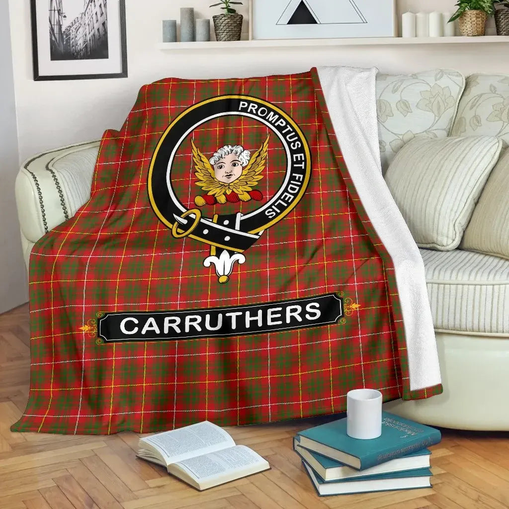 Carruthers Clan Blanket, Scottish Tartan Carruthers Clan Blanket Crest Style Ver2