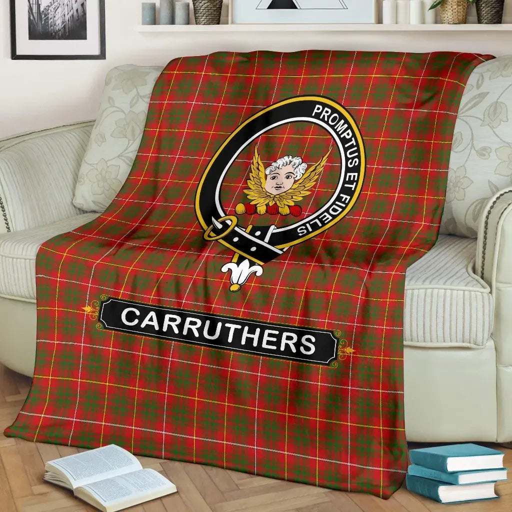 Carruthers Clan Blanket, Scottish Tartan Carruthers Clan Blanket Crest Style Ver2