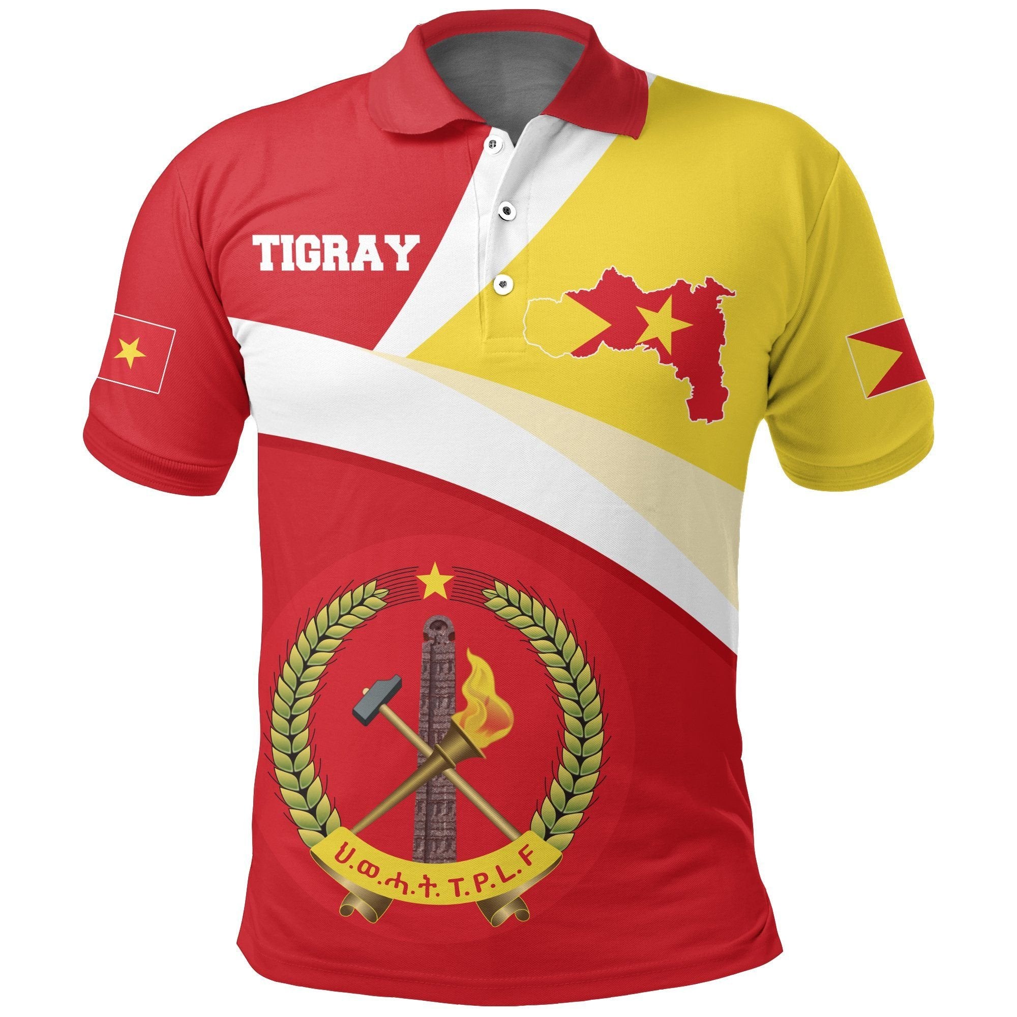 Tigray Flag Maps Red Polo Shirt