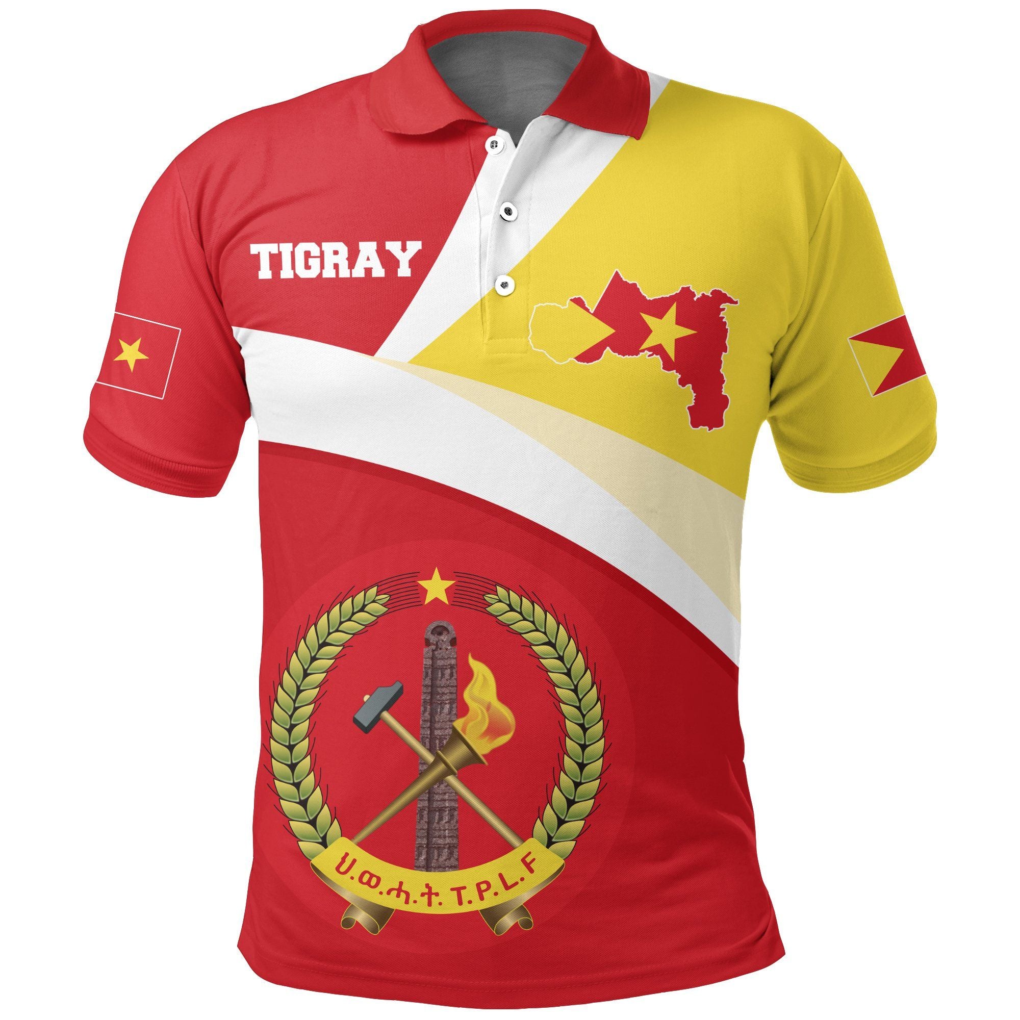 Tigray Flag Maps Red Polo Shirt