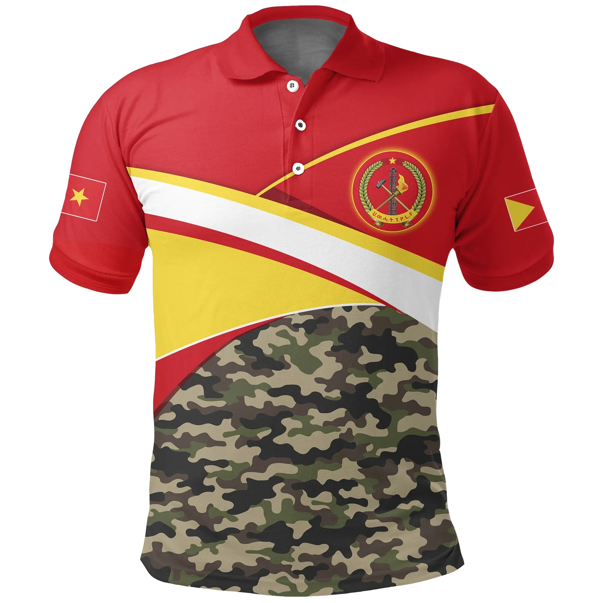 Tigray Flag TPLF Camo Red Polo Shirt