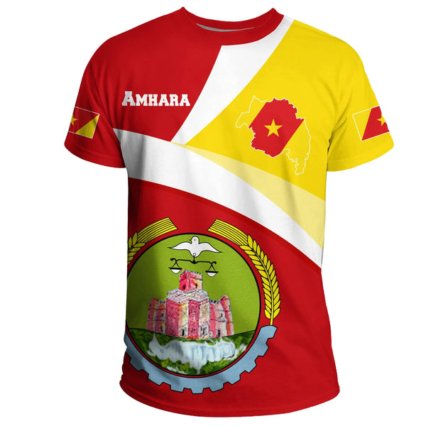 Amhara Flag Maps Red T-shirt