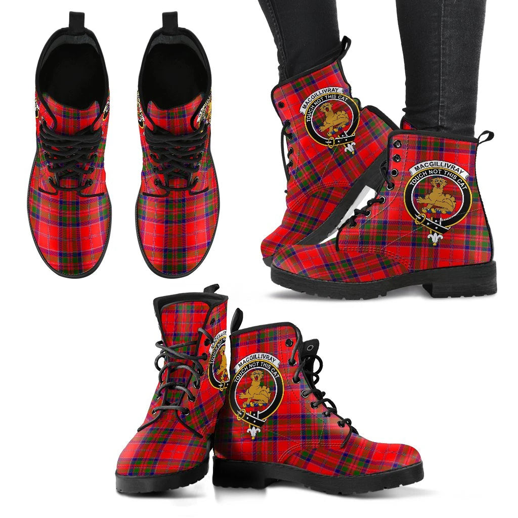 MacGillivray Modern Clan Leather Boot, Scottish Tartan MacGillivray Modern Clan Leather Boot Crest Style