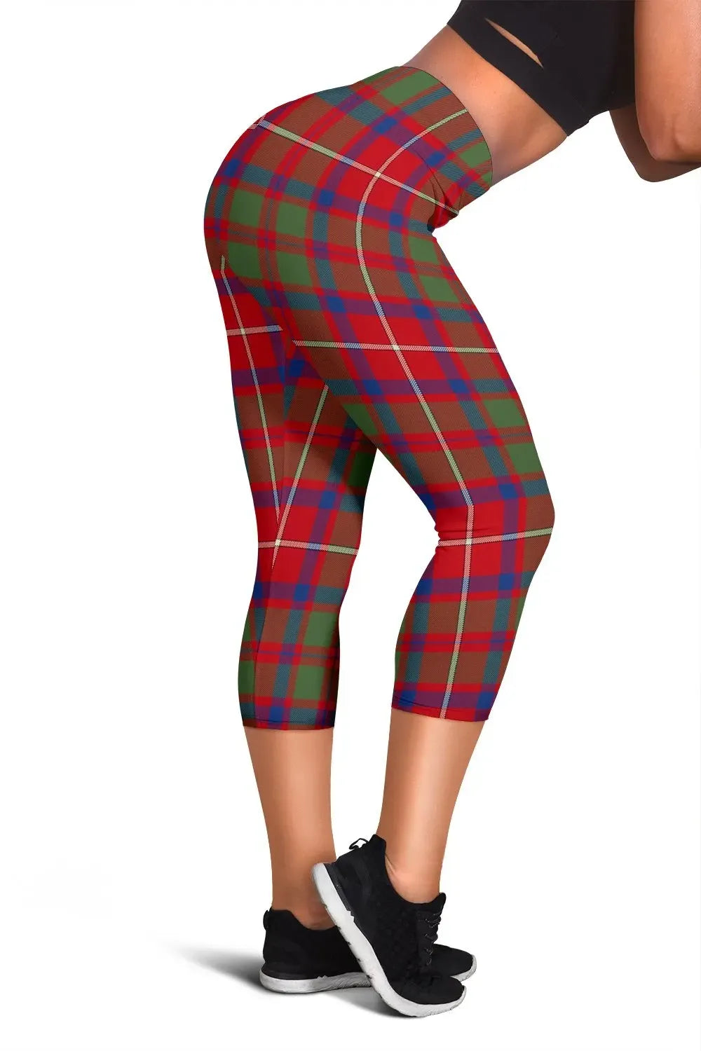 Shaw Red Modern Tartan Capris Leggings