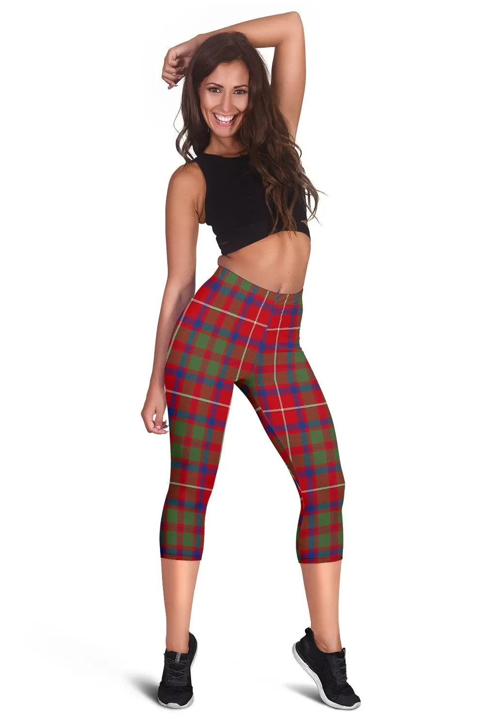 Shaw Red Modern Tartan Capris Leggings