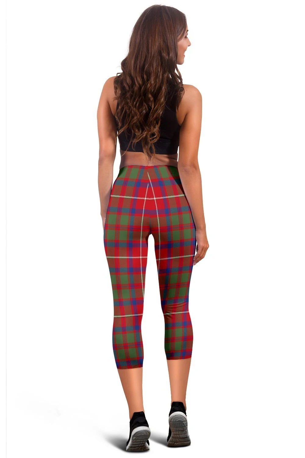 Shaw Red Modern Tartan Capris Leggings