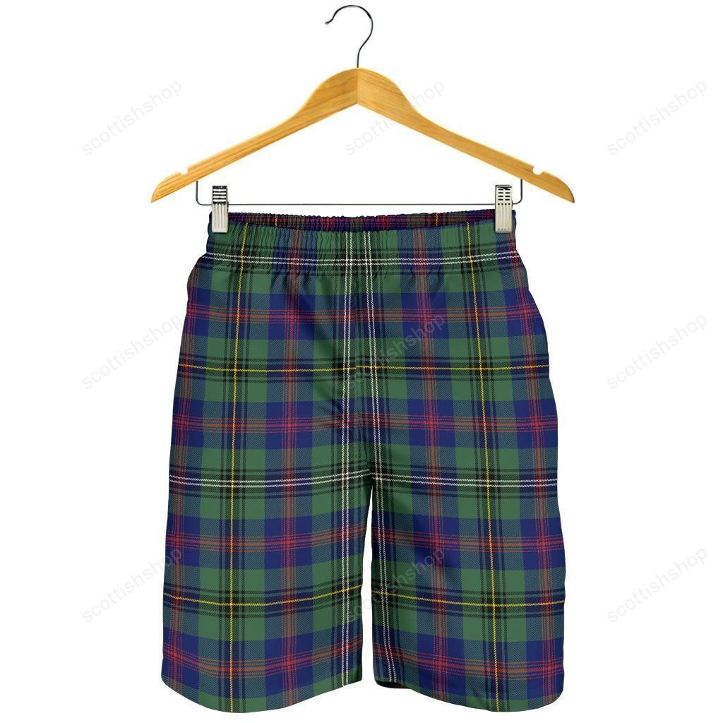 Wood Modern Tartan Plaid Men Short