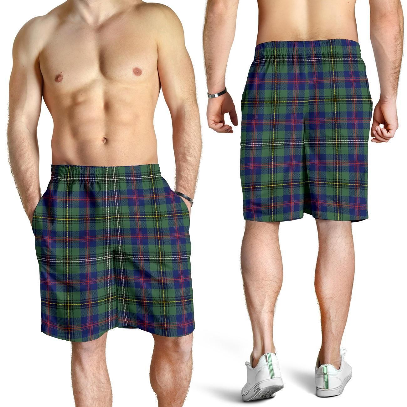 Wood Modern Tartan Plaid Men Short