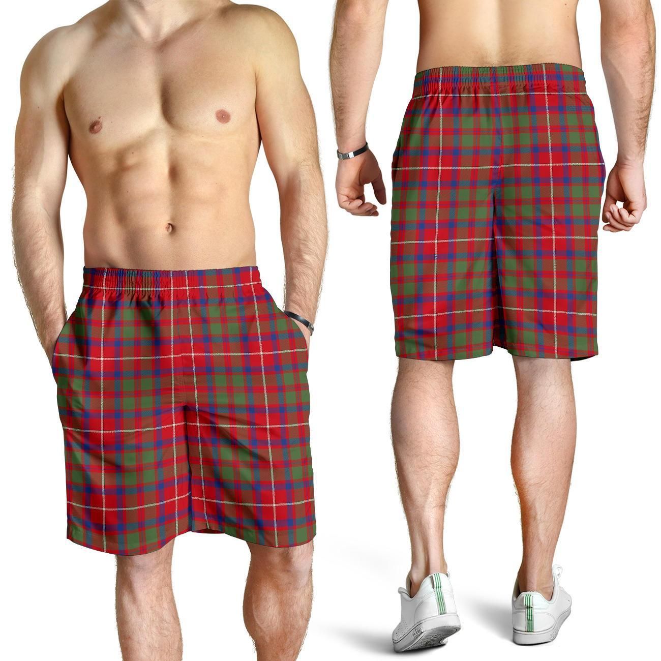 Shaw Red Modern Tartan Plaid Men Short