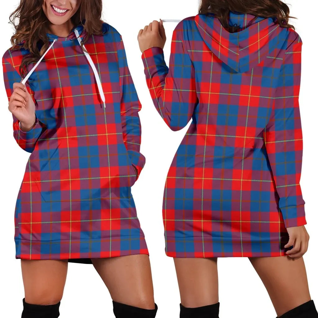 Galloway Red Tartan Plaid Hoodie Dress