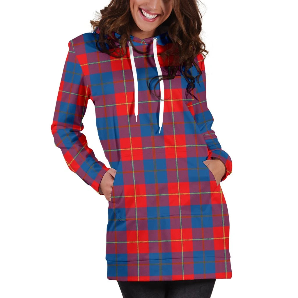 Galloway Red Tartan Plaid Hoodie Dress