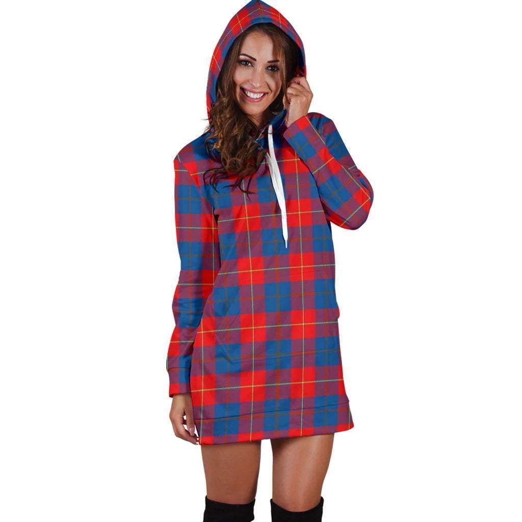 Galloway Red Tartan Plaid Hoodie Dress