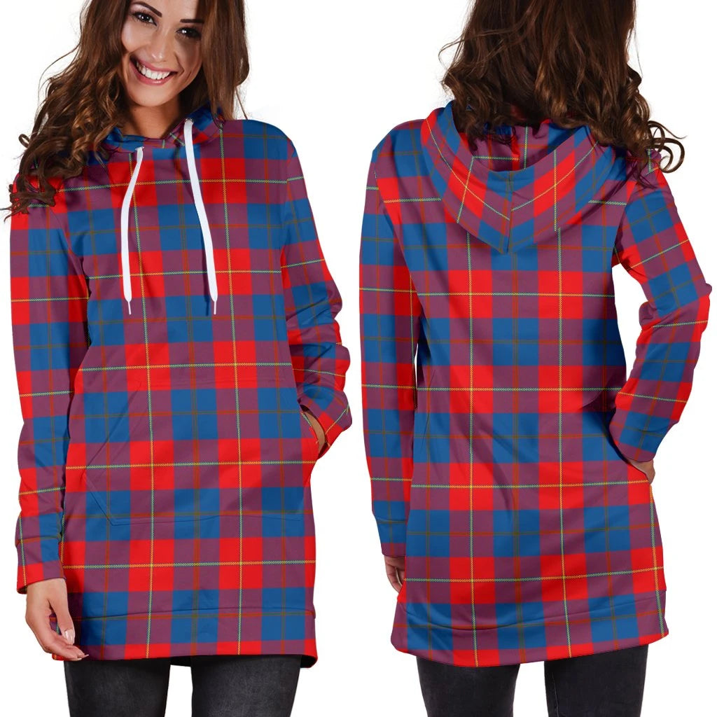 Galloway Red Tartan Plaid Hoodie Dress