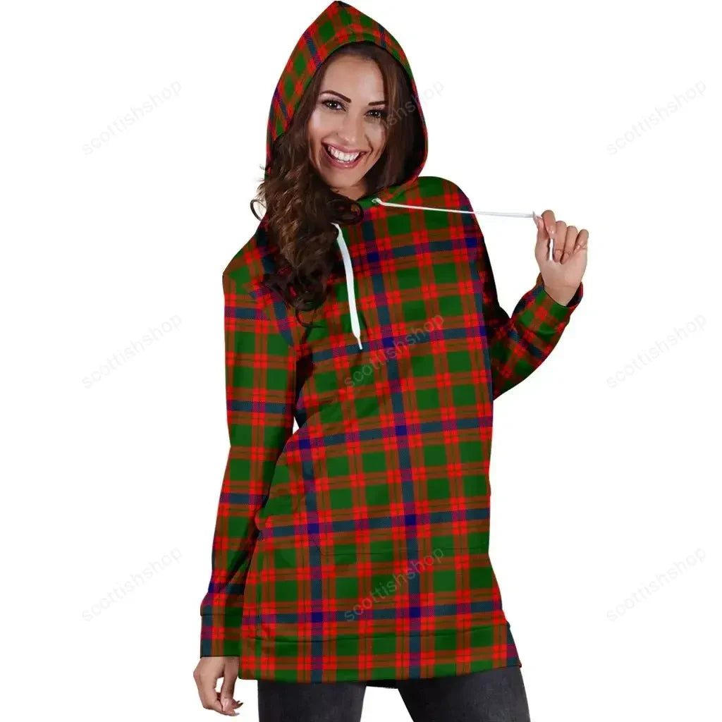 Skene Modern Tartan Plaid Hoodie Dress