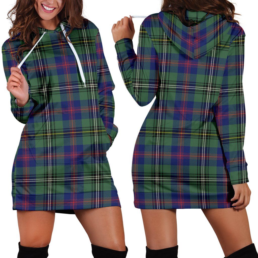 Wood Modern Tartan Plaid Hoodie Dress