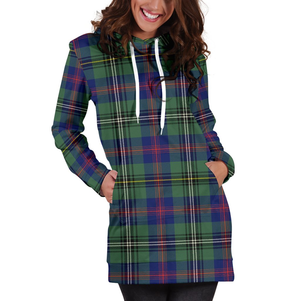 Wood Modern Tartan Plaid Hoodie Dress